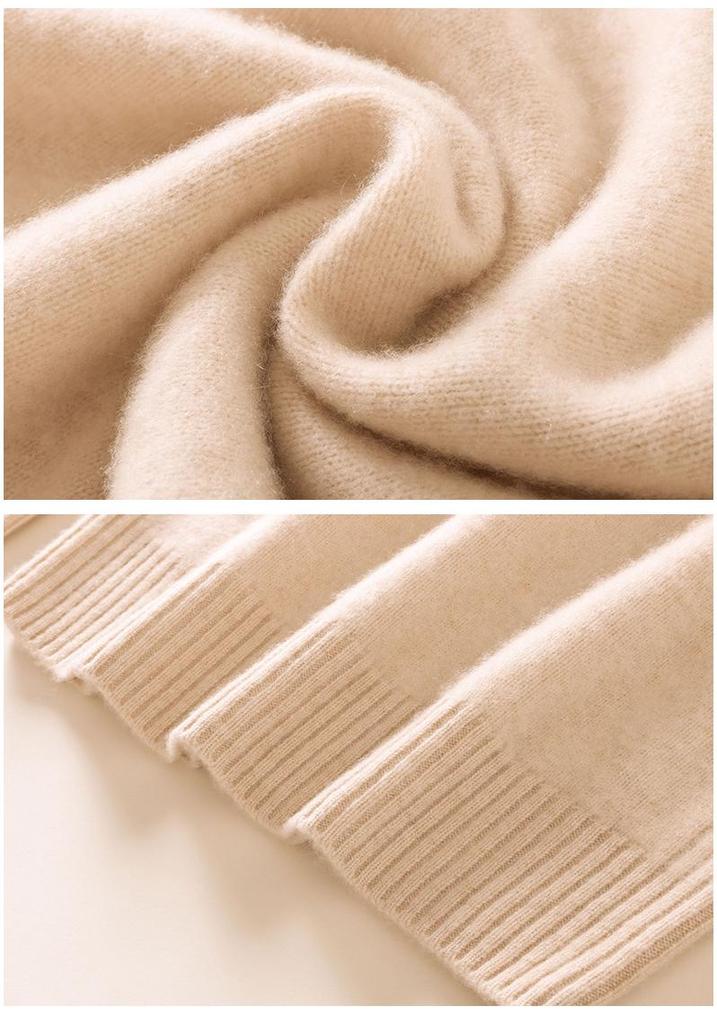 2024 Autumn/Winter Korean Style Women's Cashmere Knit Pullover with Half-High Collar