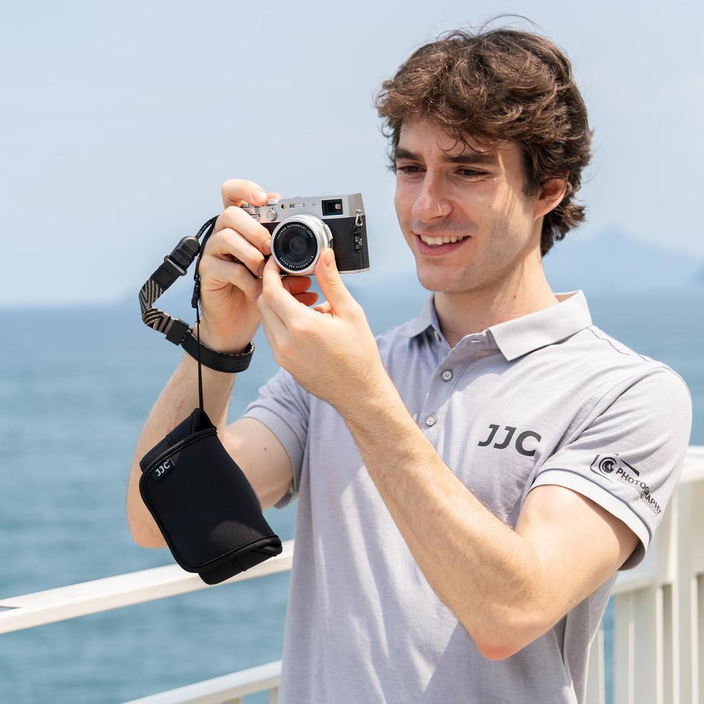 JJC Compact Camera Case/Pouch for Fujifilm X-E5, X100VI, X100V, X100F, X100T, X100S, X100, Compatible with LH-X100 Lens Hood, Includes Strap, Portable