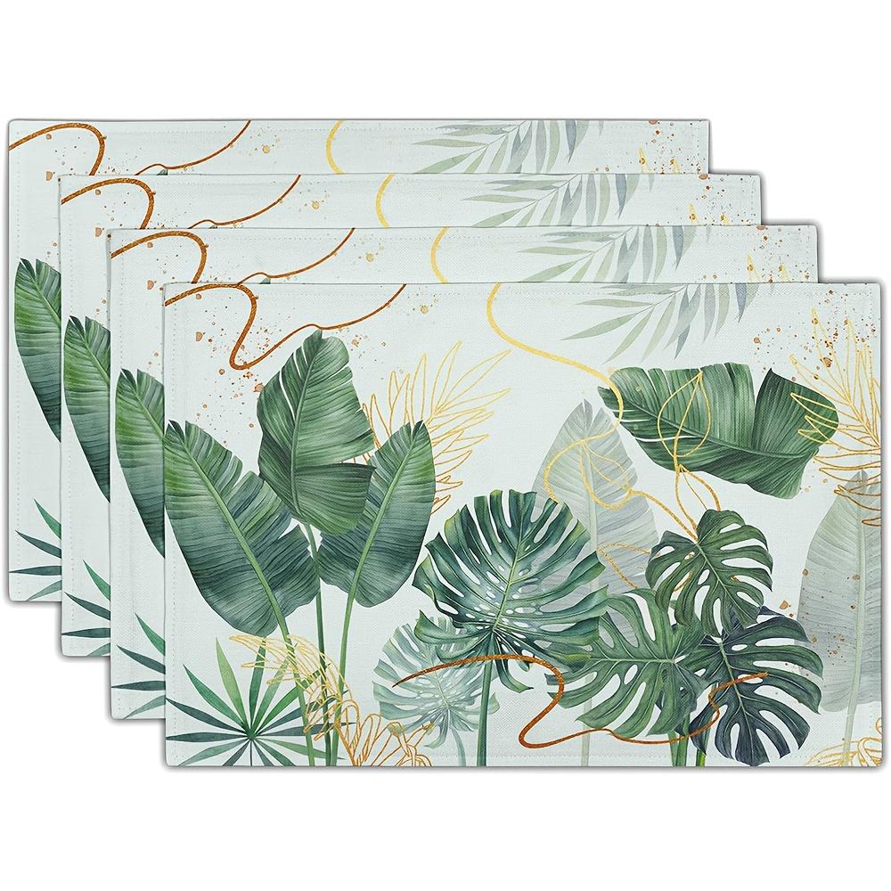 Tropical Turtle backed Bamboo Table Mat Waterproof, Oil proof, Thermal Insulation Table Mat Desktop Decoration Accessorie 2PCS