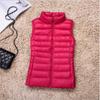 Autumn Winter Women Stand Collor Solid Color Sleeveless Zipper Slim Lightweight Down Vest M-4XL