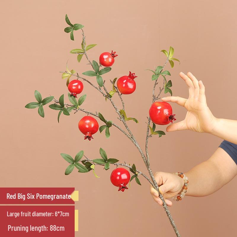 Artificial Pomegranate Persimmon Branch: Red Berry Fruit for Living Room or Entrance Hall Decoration - Chinese Style