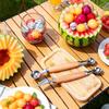 Doppelseitiger Obstlöffel und Melonenlöffel aus Edelstahl mit Holzgriff Küchenwerkzeug zum Ausstechen und Teilen von Früchten