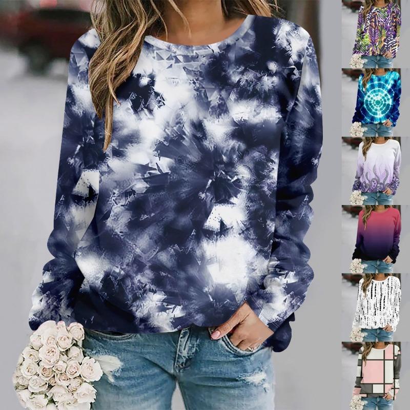 Autumn Fashion 3D Print Crew Neck Long Sleeve T-Shirt Casual Women Clothing Y2k Harajuku Female Clothing Plus Size Tops