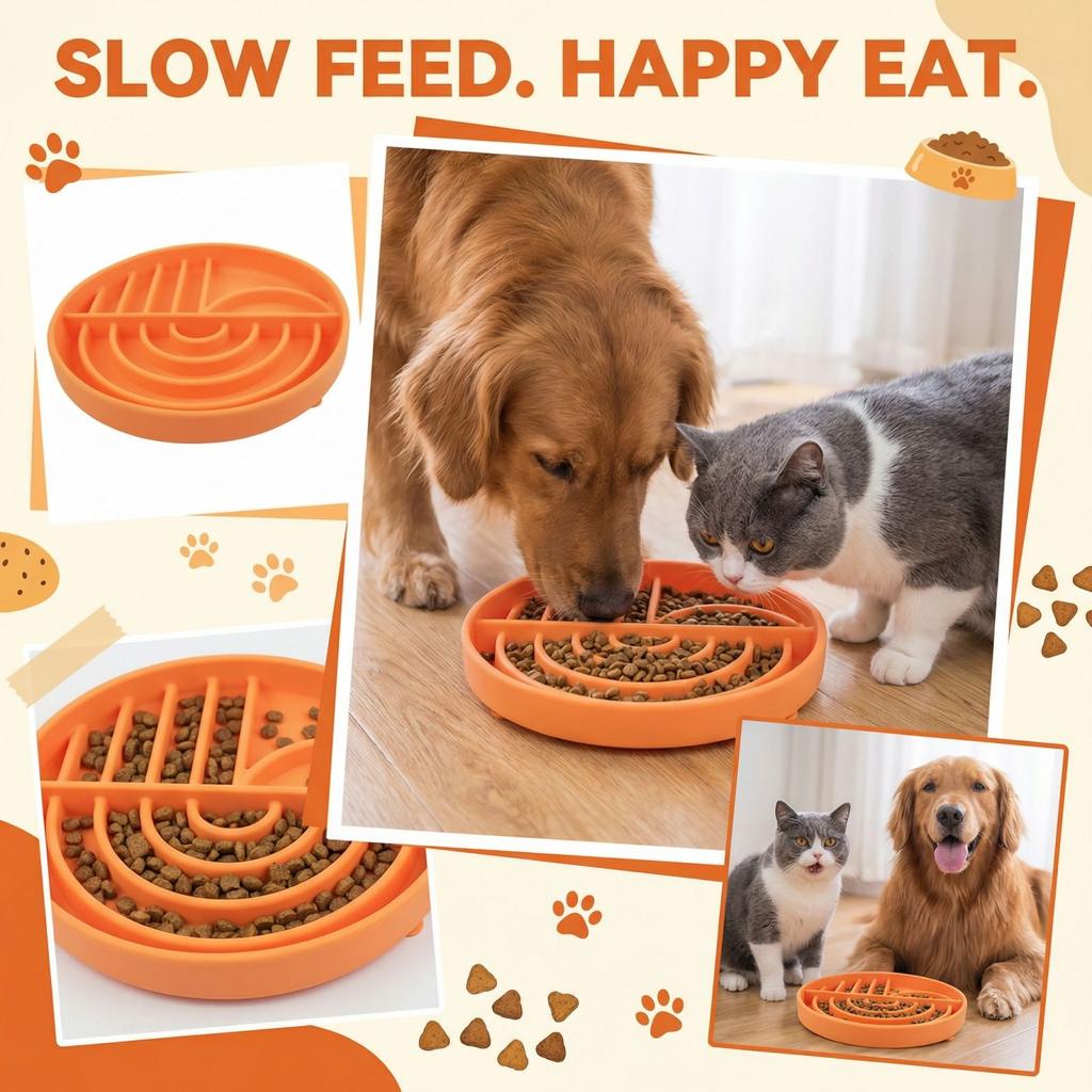 Pet General With Suction Cups Slow  Eating Bowl Feeding Pet Bowl