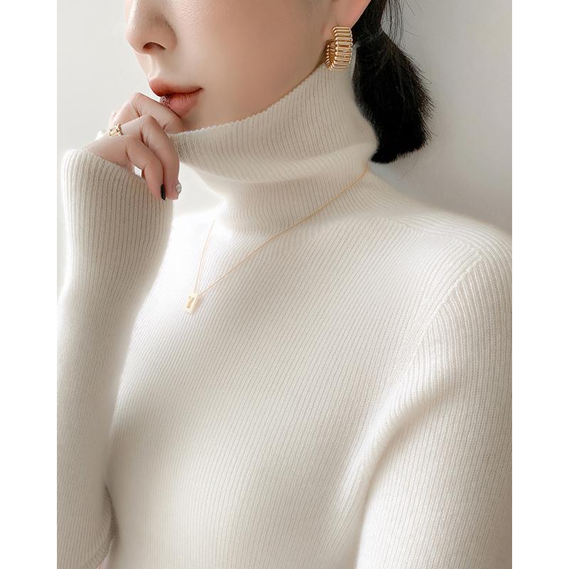 Autumn and Winter Turtleneck Knitted Sweater Women Fashion Solid Color Inner Sweaters Slim Fit Elegant Office Basic Knitwear Clothing