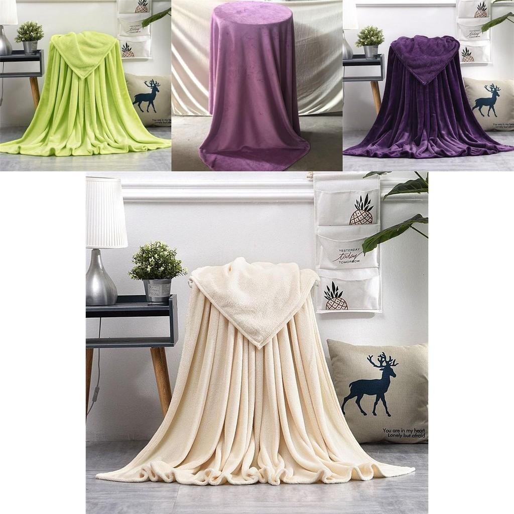 Sumptuous 22 Solid Colors Flannel Plush Fleece Blanket Perfect For Sofa Relaxation