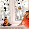 6 ks Halloweenské velké samolepky na okno s duchem Strašidelní duchové Netopýři Černá kočka Dýně Samolepky Odnímatelné Statické samolepky pro skleněnou okenní nástěnnou dekoraci