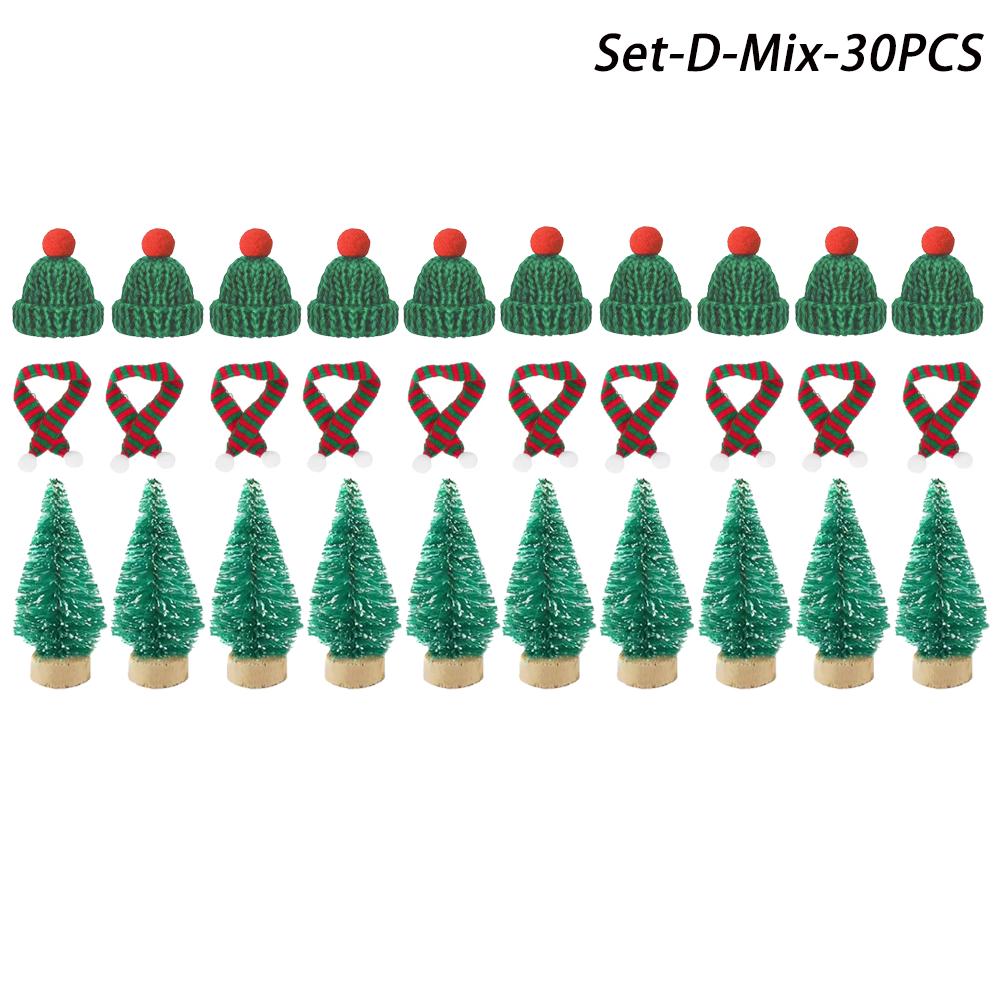 Mini Christmas Hat Mini Scarf Red Green Christmas Color Hanging Finger Hat Lollipop Bottle DIY Christmas Party Decoration