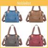 Womens Casual Canvas Tote Bag Large Size With Zipper Inner Pockets And Retro Style For Weekend Outings