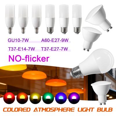 4PCS RED Green Blue Yellow Orange Purple Lighting LED Bulb Lamps AC 220V 110V E14 E27 GU10 Base Light for Home Foyer Derec