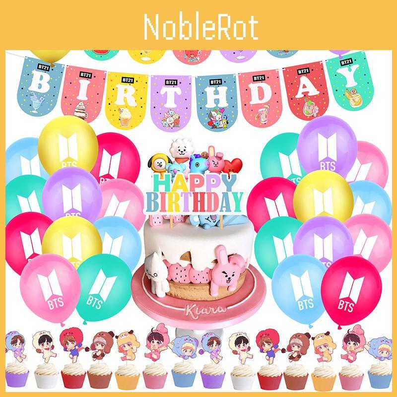 Set de Suministros para Fiesta de Cumpleaños con Temática de BTS con Decoraciones Vibrantes de Bangtan Boys