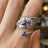 1pc Vintage Wings Ring, Unisex Trendy Open Ring