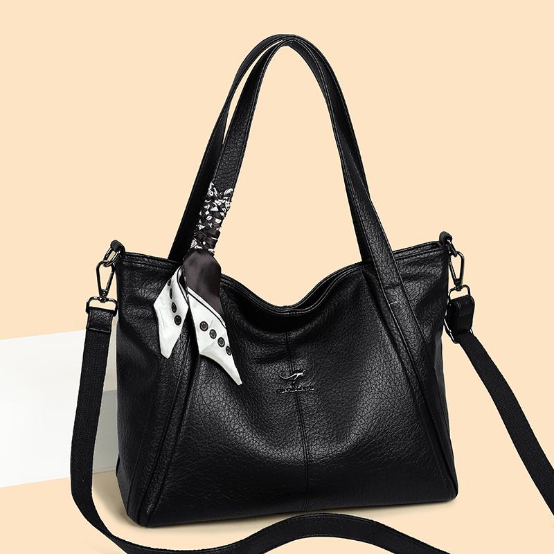 Borsa retrò di grande capacità da donna, borsa a tracolla per pendolari, borsa tote in PU