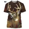 Sommeroverdeler Herre Dame Elg Elg Hjort Jakt Kamuflasje 3D All Over Printed Oversized Kortermet T-skjorte Kule Klær Topper
