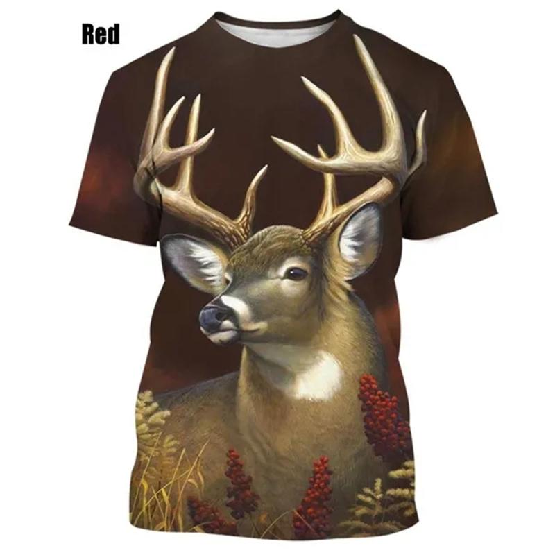 Sommeroverdeler Herre Dame Elg Elg Hjort Jakt Kamuflasje 3D All Over Printed Oversized Kortermet T-skjorte Kule Klær Topper