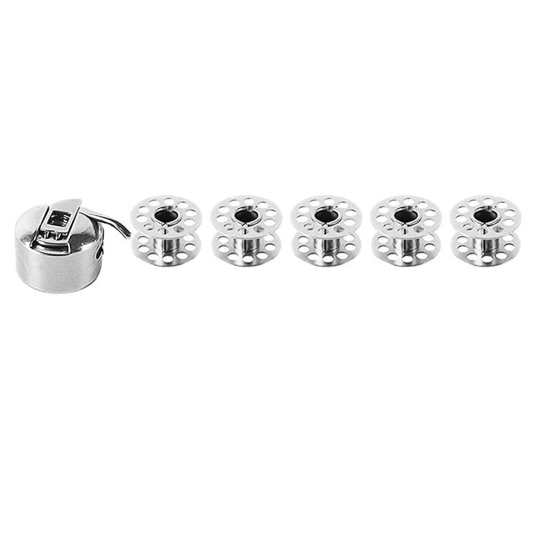 6pcs Sewing Machine Bobbins Case and Metal Bobbins Spool Suitable DIY Sewing Accessories for Household Sewing Machine Shuttle core set