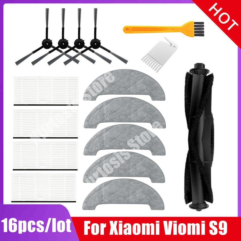 Haupt-Seitenbürste Hepa-Filter Staubbeutel Mopptücher Lappen Zubehör-Set für Xiaomi Viomi S9 Roboter-Staubsauger Ersatzteile