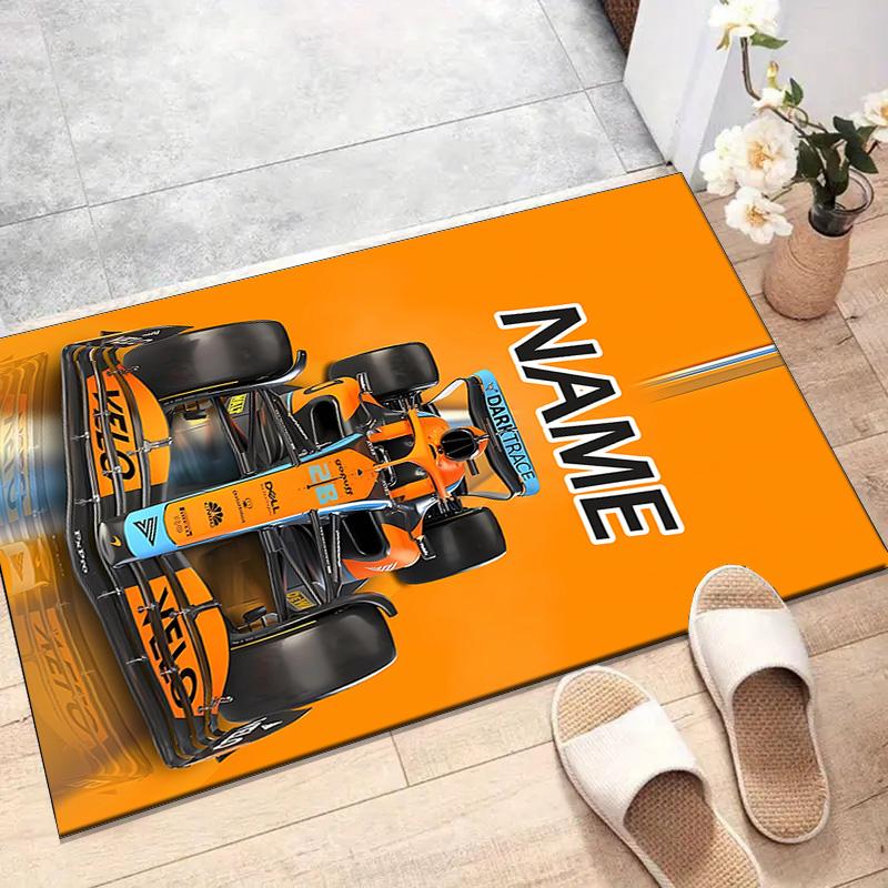 Custom Landos Norris Racing Mat Personalized Name, Polyester Washable Indoor Entryway Rug, Gift for Christmas, Easter, Thanksgiving Day