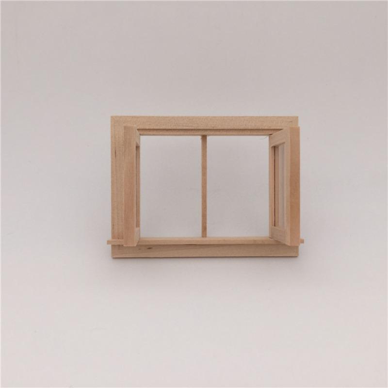 2 Pieces Dollhouse Window Toddler Toy Miniature Gnome Door Undyed Wood Window Games Fairy Garden Accessories Toddler Ornament Toy