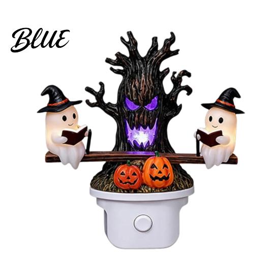 Halloween Night Light Light Plug-in Resin Seesaw Ghost And Dead Tree Child-friendly Lamp Waterproof Spooky Decor for Bedroom Party Ornament Scary