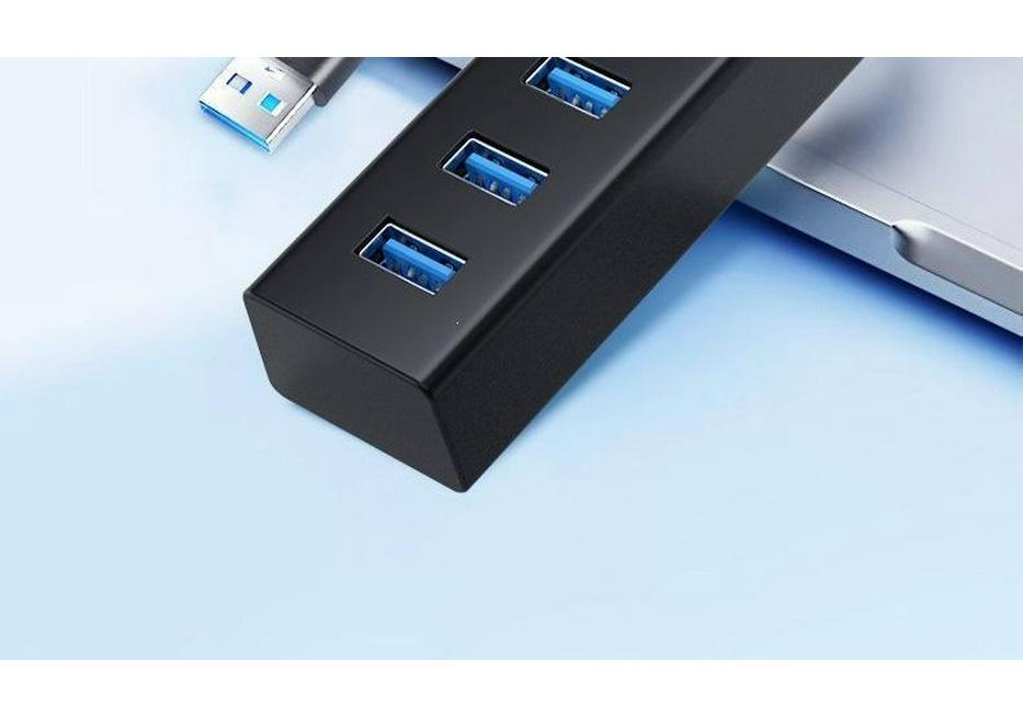 USB 3.0 High-Speed Multi-Port Hub with Vertical Extension for Laptops and Desktops.