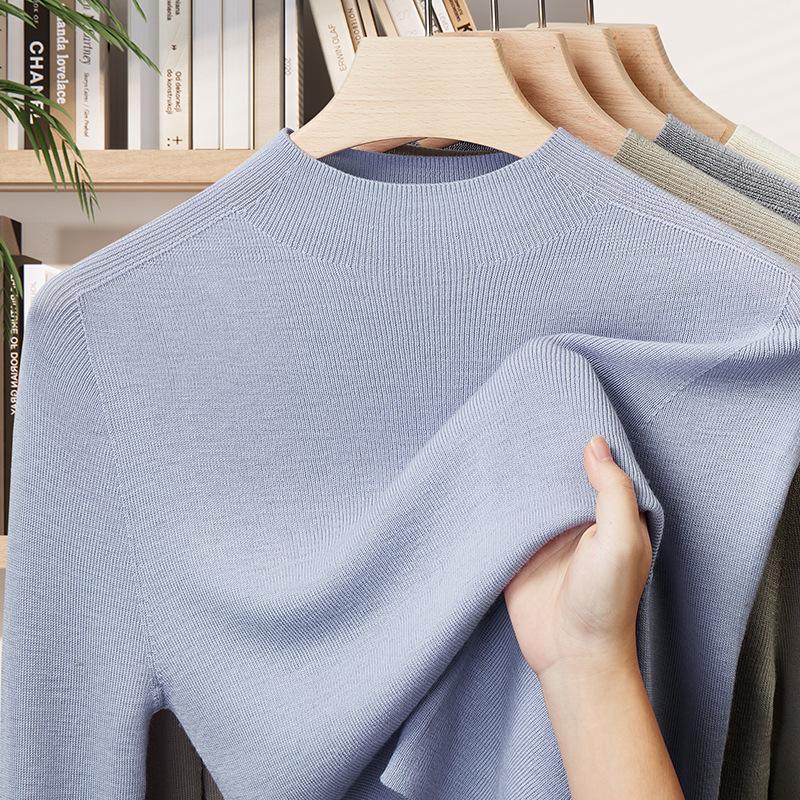 Machine washable cylinder seamless 0% full wool sweater women's sweater long-sleeved knitted sweater with women's autumn and winter bottoming top