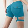 Womens High Waist Stretchy Pocket Shorts with Button Flap and Strap for Casual and Active Wear