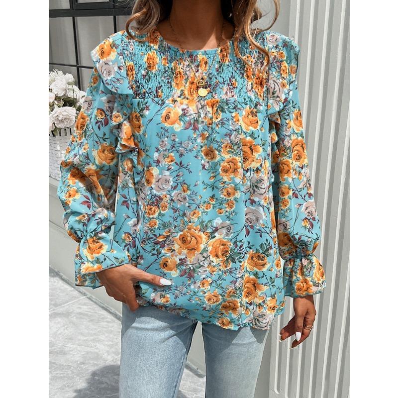 Printed Shirt Female Temperament Long-sleeved Shirt Blouse
