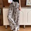 Pantalon Bohème Imprimé Floral Jambe Large Ceinture Élastique Pantalon Décontracté d'Été pour Femmes