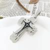 New Trendy Men's Titanium Steel Flat Section Necklace from Europe and America, Stainless Steel Oil Drop Cross Pendant