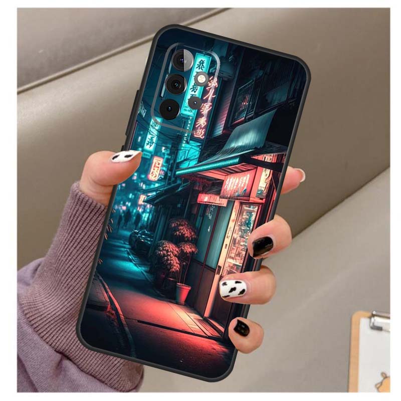 Japanese Night City Aesthetic Case For Samsung Galaxy A54 A34 A24 A14 A53 A33 A23 A13 A52 A32 A22 A12 A71 A51 A15 A25