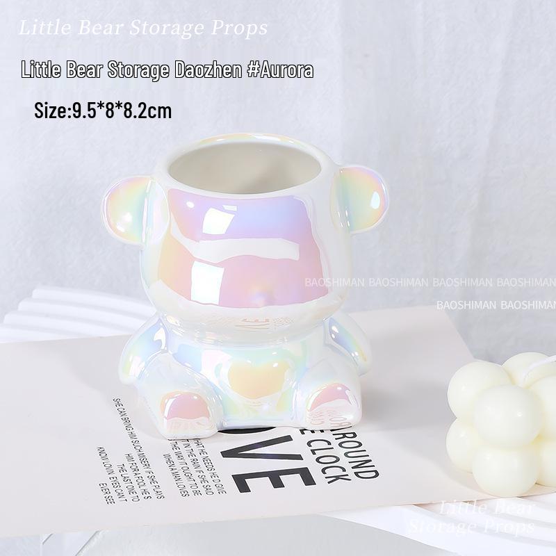 Модный Держатель для ручек и кистей в виде медведя с отсеком для наждачной бумаги для маникюрных инструментов Настольный органайзер и Фотоаксессуар 1260₽