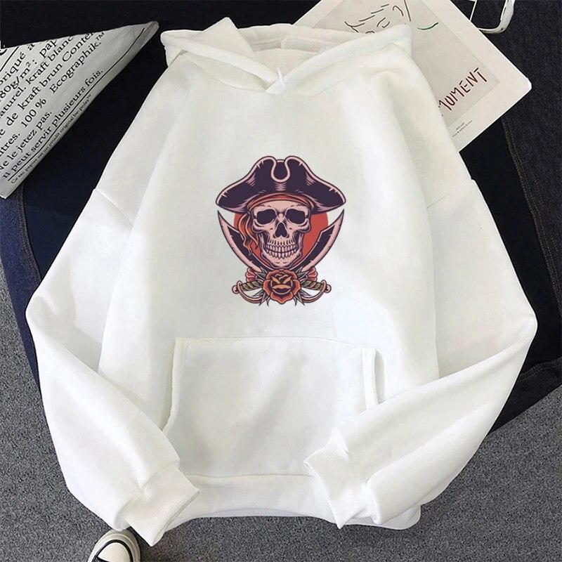 Cartoon Hoodies Fashion Hot-selling Skeleton Printed Unisex Women Winter Long-sleeve Hoodie Loose Streetwear Y2K FeUnisex Pullover