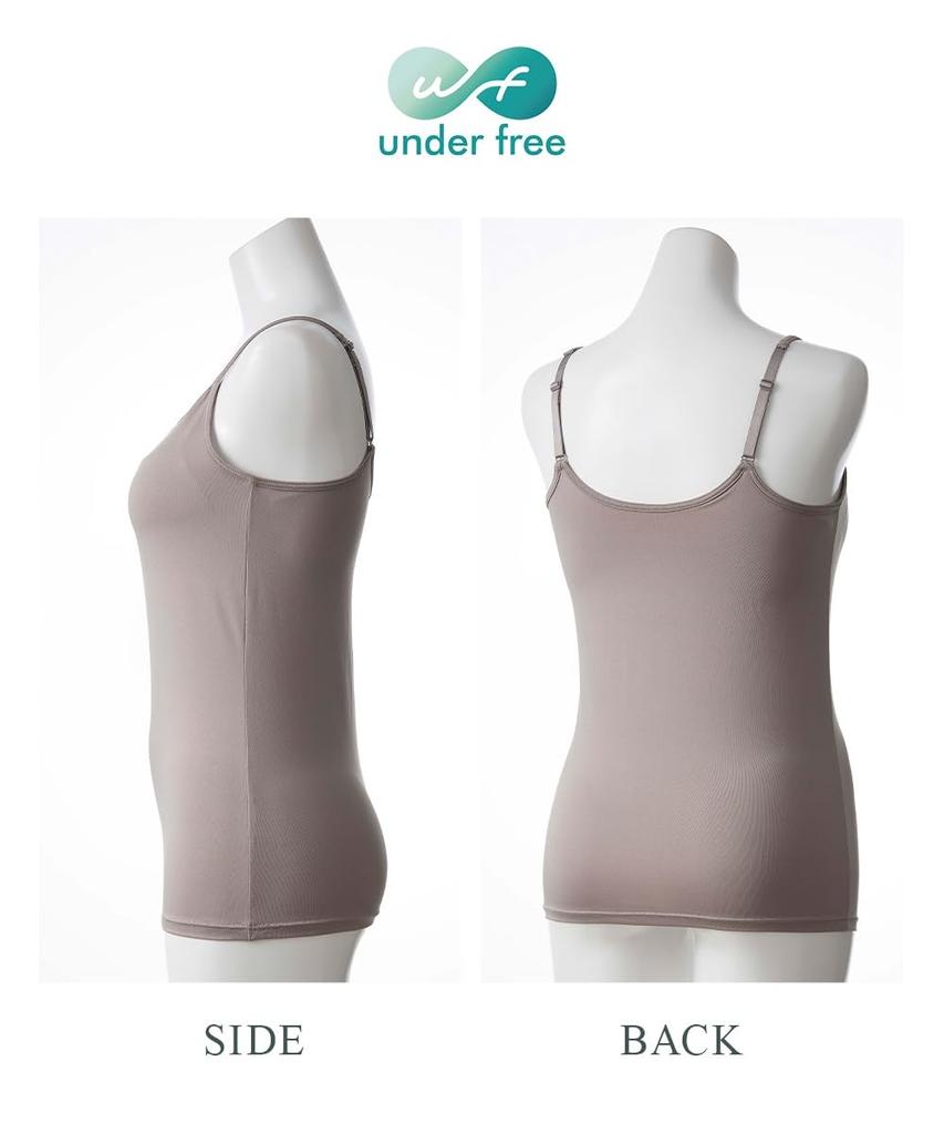Nissen Underfree Bra Top Camisole and UV Size 3L Bra, Moisture-Wicking, Quick-Drying (Cooling Protection), Black,