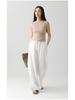 Women's Pure Linen Wide-Leg Pants - White, Summer Style, Loose Fit, High-End, Relaxed Feel