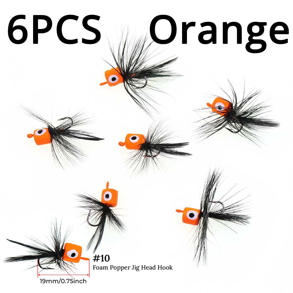 #10 Foam Popper Flies Fly Fishing Lures, Floating Topwater Dry Flies Bugs for Bass Trout Panfish Sunfish Saltwater Freshwater Bait Tackle