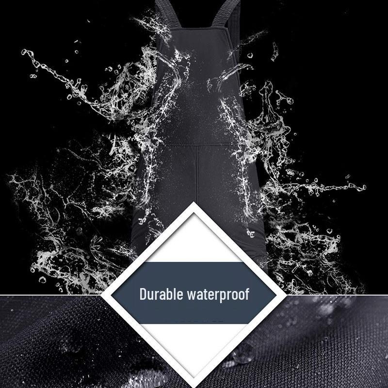 Unisex Waterproof Quick-Dry Ski Pants with Straps: Windproof, Warm, Thickened Outdoor Cotton Pants