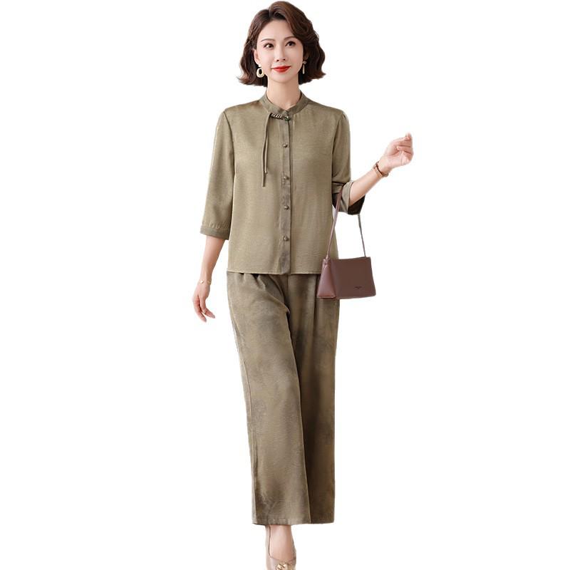 Summer 2026 Chinese Style Chiffon Suit for Stylish Middle-aged Women