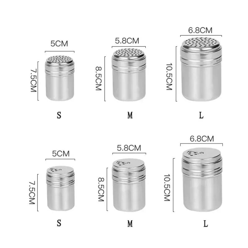 Stainless Steel Seasoning Jar Salt Sugar Shaker with Rotating Cover Condiment Spice Pepper Powder Bottle Container Kitchen Tool