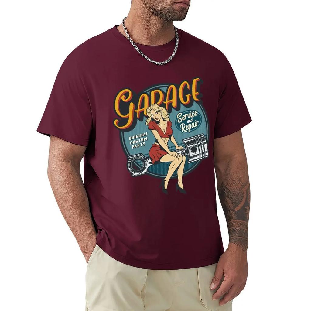 Vintage Colorful Garage Repair Service T Shirt Harajuku Short Sleeve T-shirt 100% Cotton Graphics Tshirt Tops