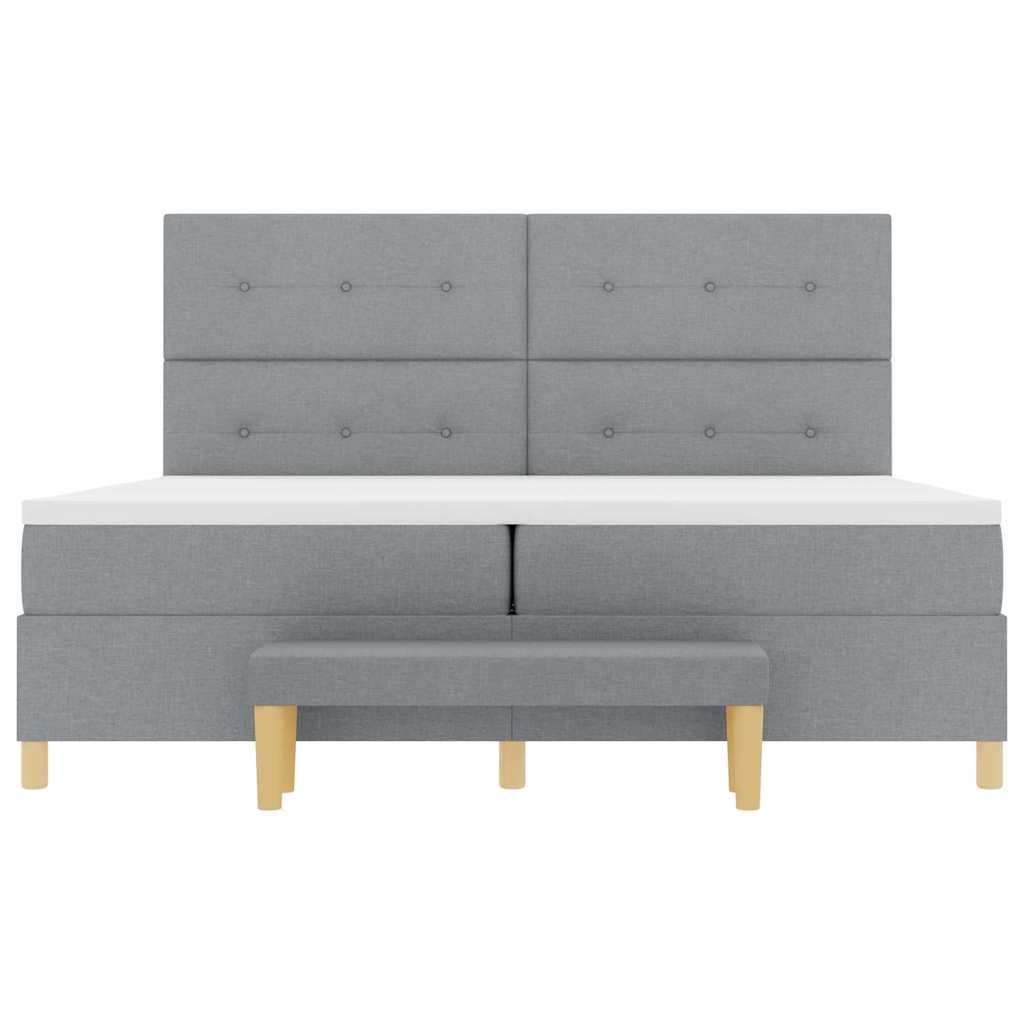 Boxspring Bed with Headboard Light Grey 200 X 200 Cm Fabric