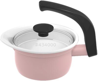 Fuji Enamel Pot Ash Pink IH Compatible Glass Lid Comes with Drain Hole Erotic Pot Single-handed 1.4L EP-1.4L.AP