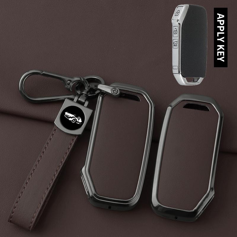 Alloy Leather Car Key Case Cover For Kia  Sportage  Niro Hybrid  Sorento Mq4  Ev6 Gt-Line K8 V6 Protect Accessor