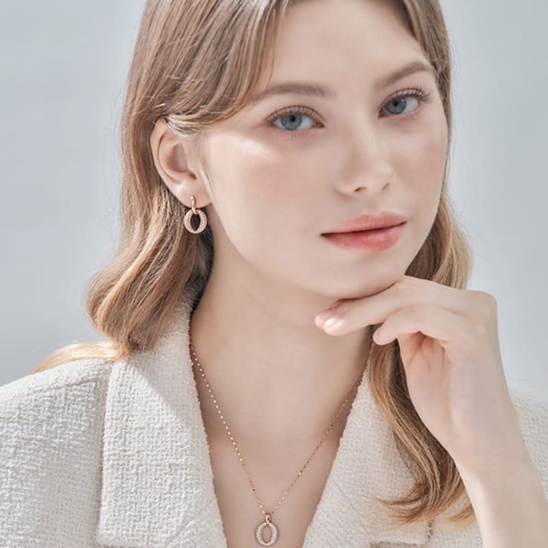 ELLE Jewelry 14K Dress Bling Round Necklace EL14NN022