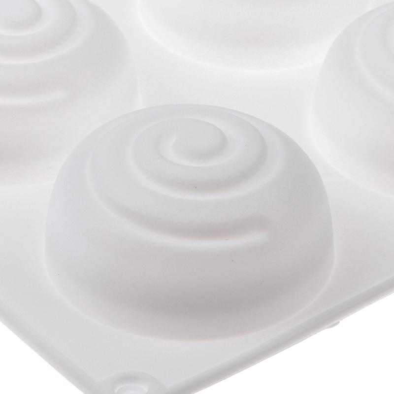 Soap Mould Round Whirlpool Silicone Rubber 6 Cavities Mousse Cake Baking Mold