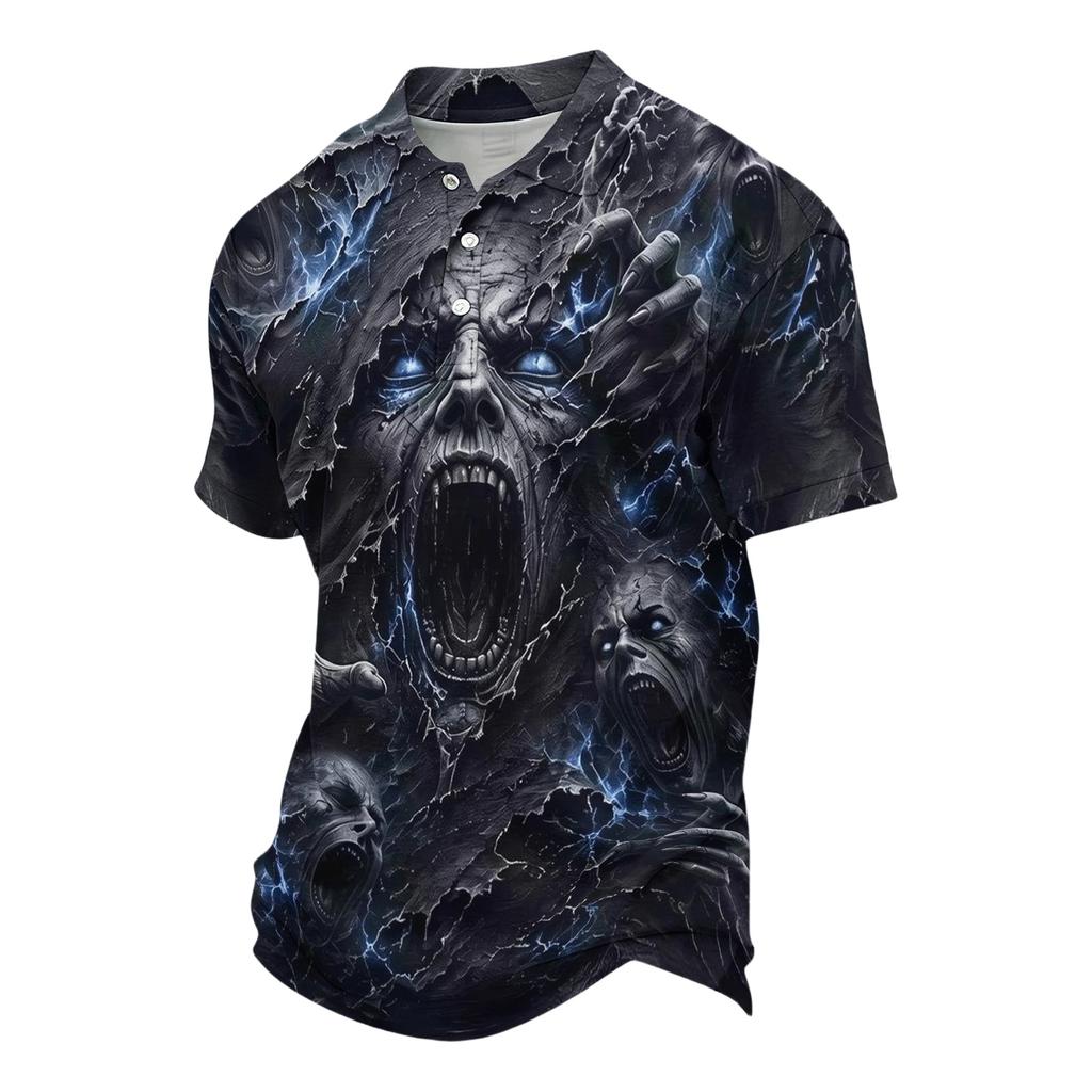 Unisex Loose Fit Short Sleeve Halloween Printed T-Shirt