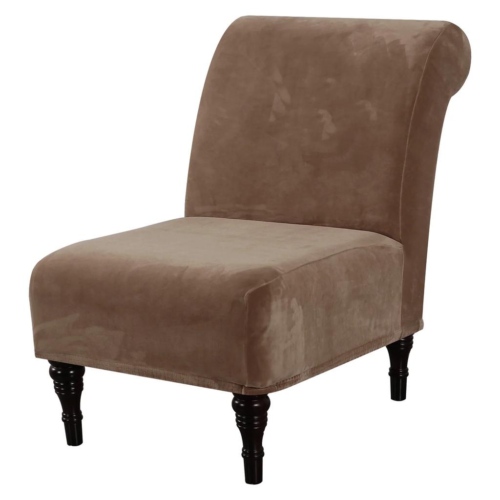 Velvet Accent Chair Covers High Stretch Armless Chair Covers for Living Room Luxury Thick Velvet Chair Slipcovers