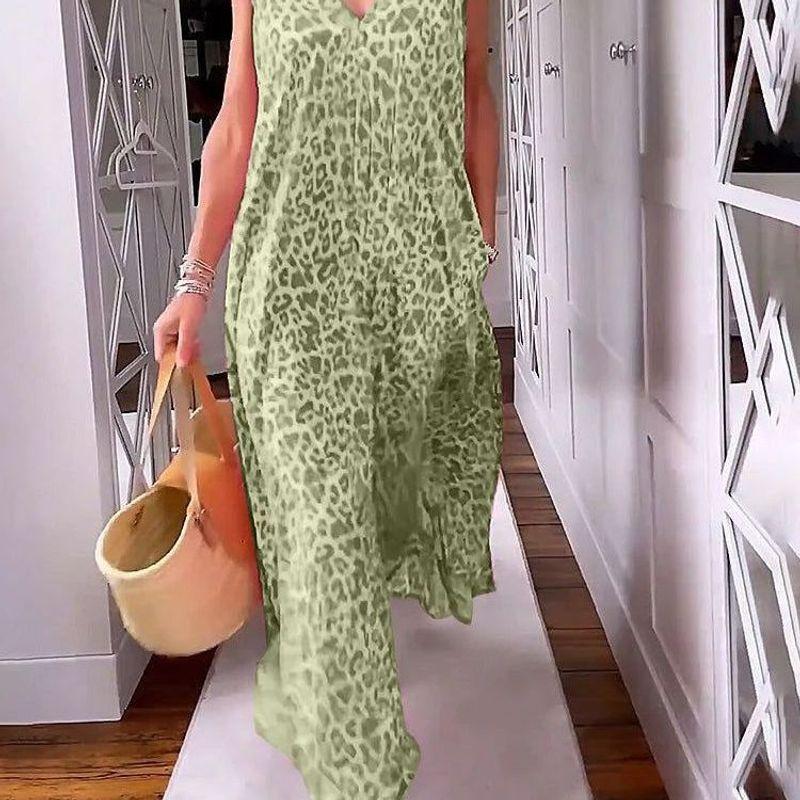 Printed V-neck Short Sleeve Women's Printed V-neck Short Sleeve Loose Dress