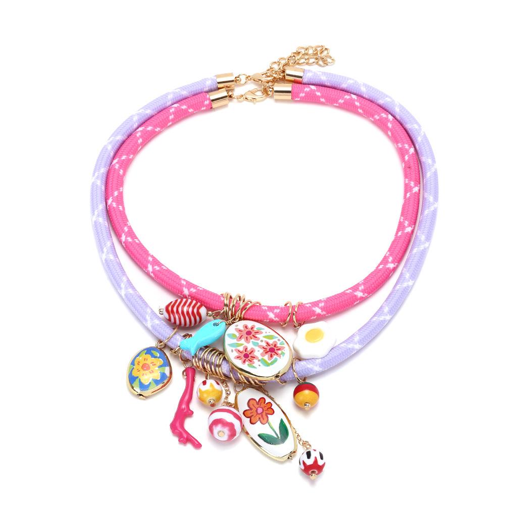 ZAA Summer New Handmade Multi-layer Coral Small Fish Pendant Necklace
