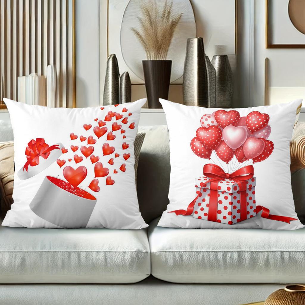 Valentine Heart Themed Cushion Covers For Home Decor Polyester pillowcase, sofa decorative cushion cov Headboard Pillow